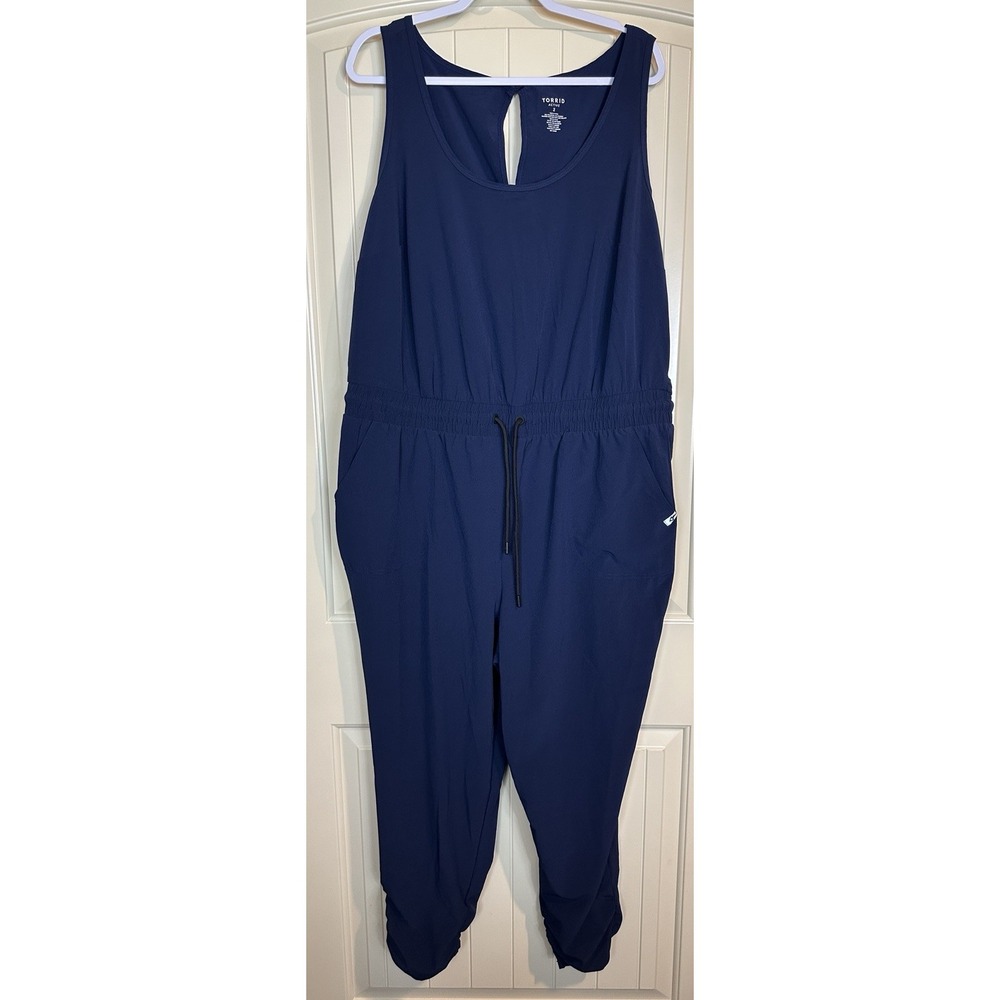 Torrid Active Jumpsuit Size 2x Blue Performance Jersey Stretch Lightweight GUC